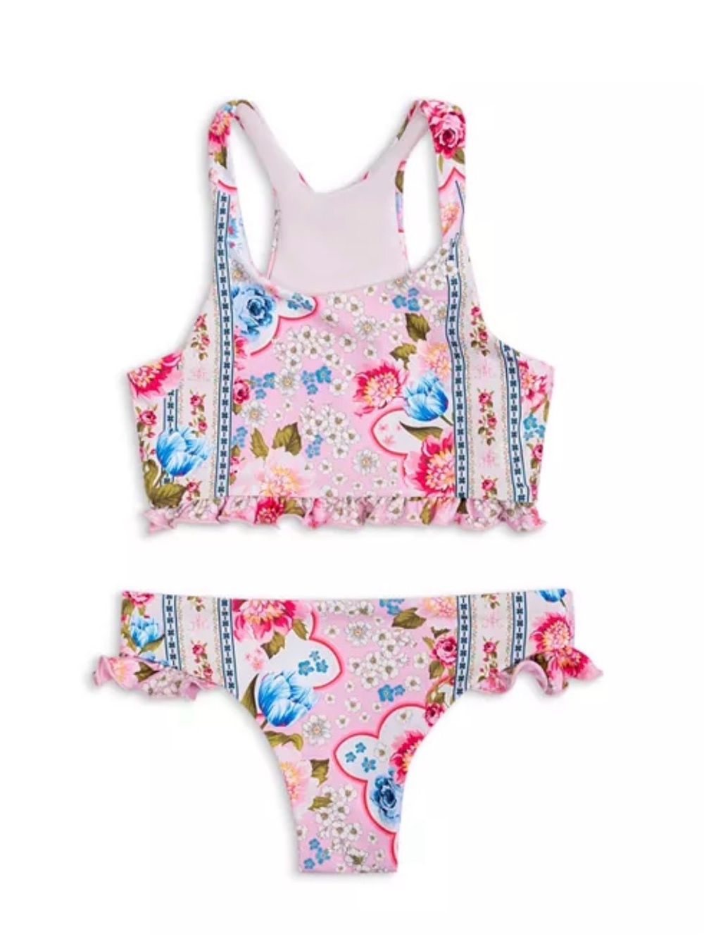 Agua Bendita Girls Aleida Meraki Floral Ruffle Bikini Set Size 14 NWOT